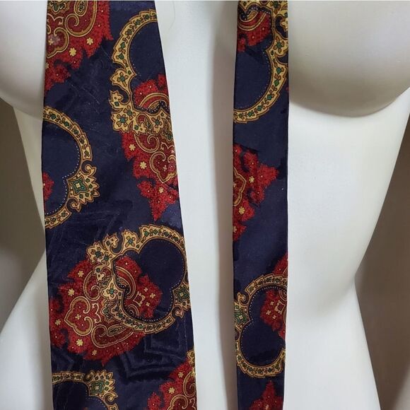 Gildners Blue, Red, & Gold Silk Tie - Picture 2 of 4